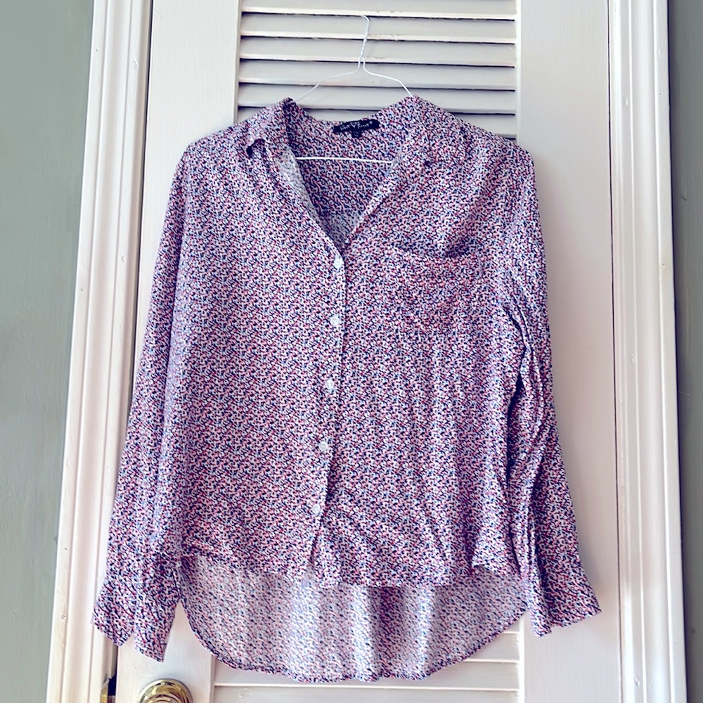 Velvet Heart Tiny Heart Print Button Down Dress Shirt | Ladies XL